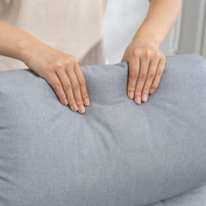 Poltrona Reclinabile 135° Max 73x86x100 cm in Tessuto Effetto Lino Schiuma Acciaio e Legno Grigio Chiaro