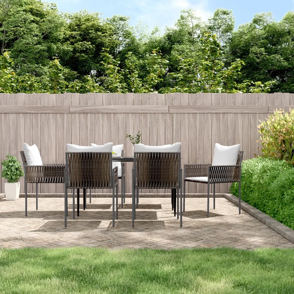Set Pranzo da Giardino 7 pz con Cuscini in Polyrattan e Acciaiocod mxl 124557