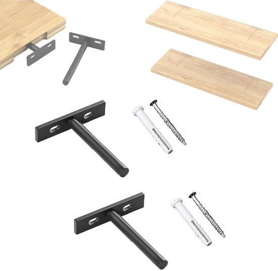 Sostegno per tavole in alluminio - Sostegno per piastrelle - Sostegno per piante - Montaggio a parete - Resistente alla ruggine - Capacità di carico 20 kg - Incluso: viti e chiodi - Sostegno per tavole