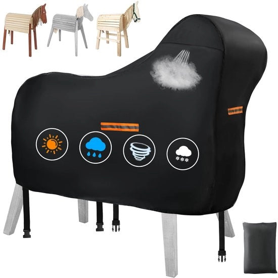 Afdekzeil per paard per esterno, 420D Oxford per paard per esterno, telo per paard universale con 2 spille per vento impermeabili e 4 strisce riflettenti