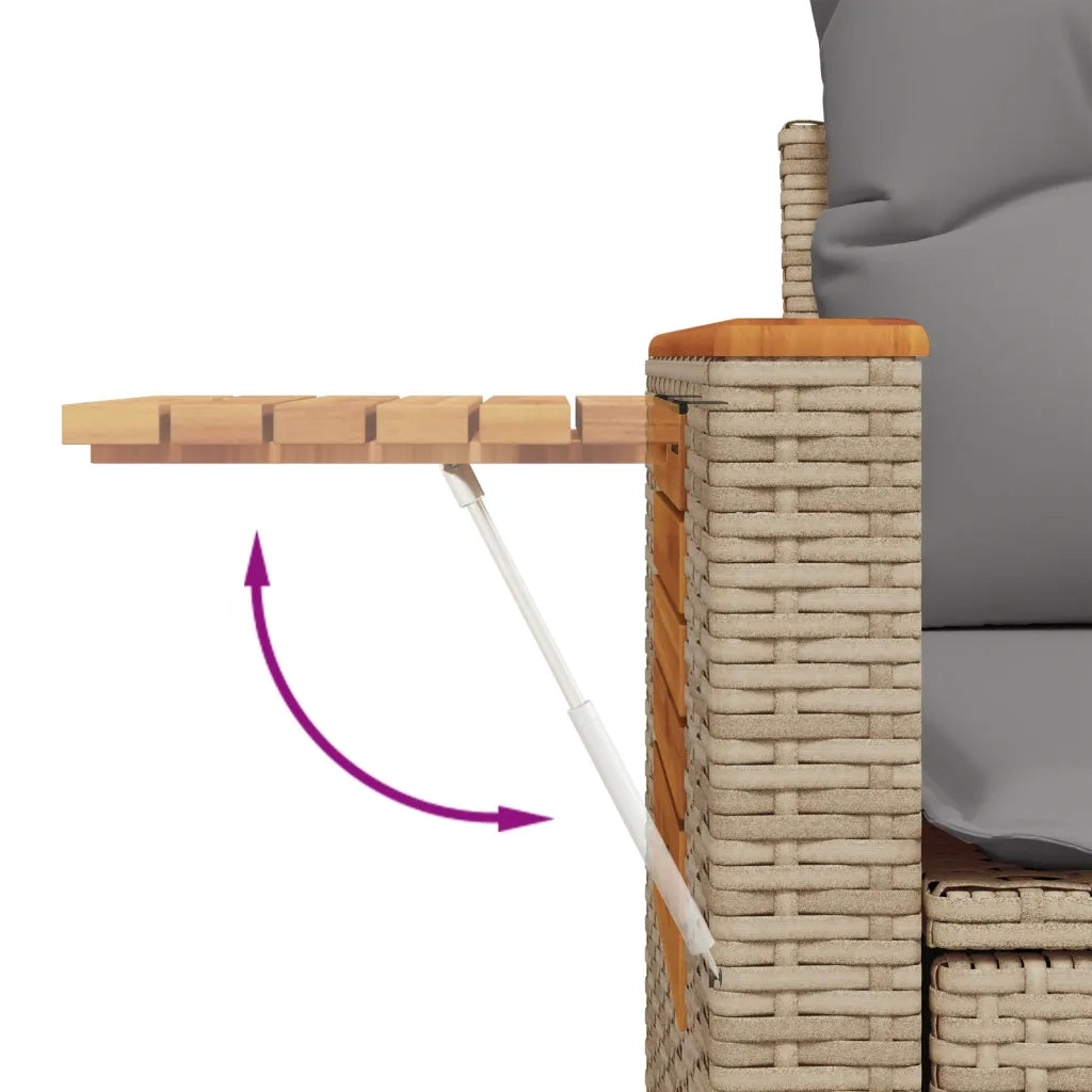 Set Divano da Giardino 5 pz con Cuscini-Sofa da Giardino-Divanetto da esterno Beige in Polyrattan 140697