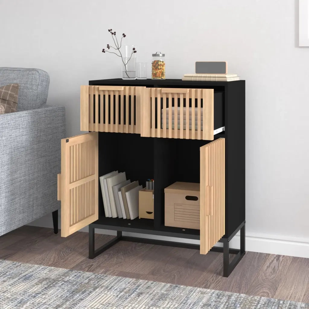 Credenza | Madia | Buffet da pranzo | Armadio da pranzo Nera 60x30x75 cm in Legno Multistrato