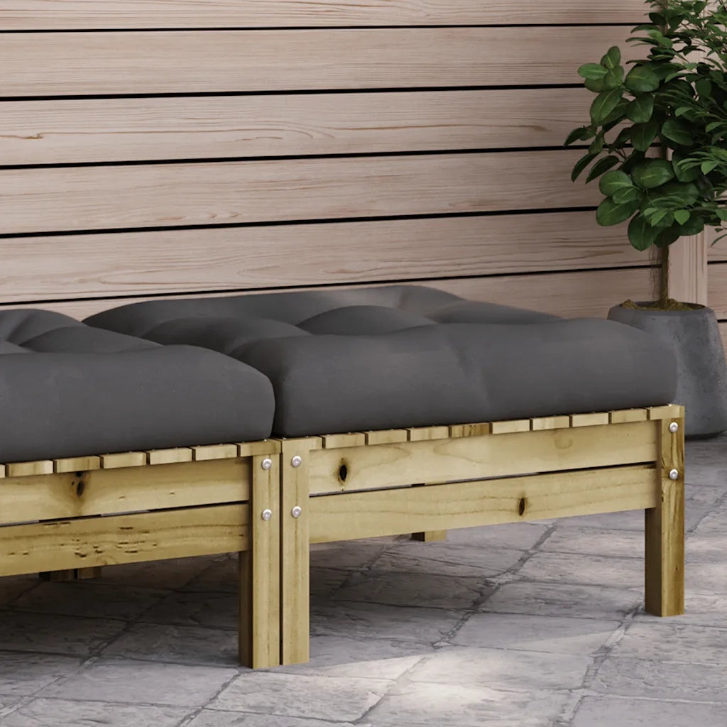 Sedia da giardino-Poggiapiedi da Giardino con Cuscino in Legno Impregnato di Pino 999404