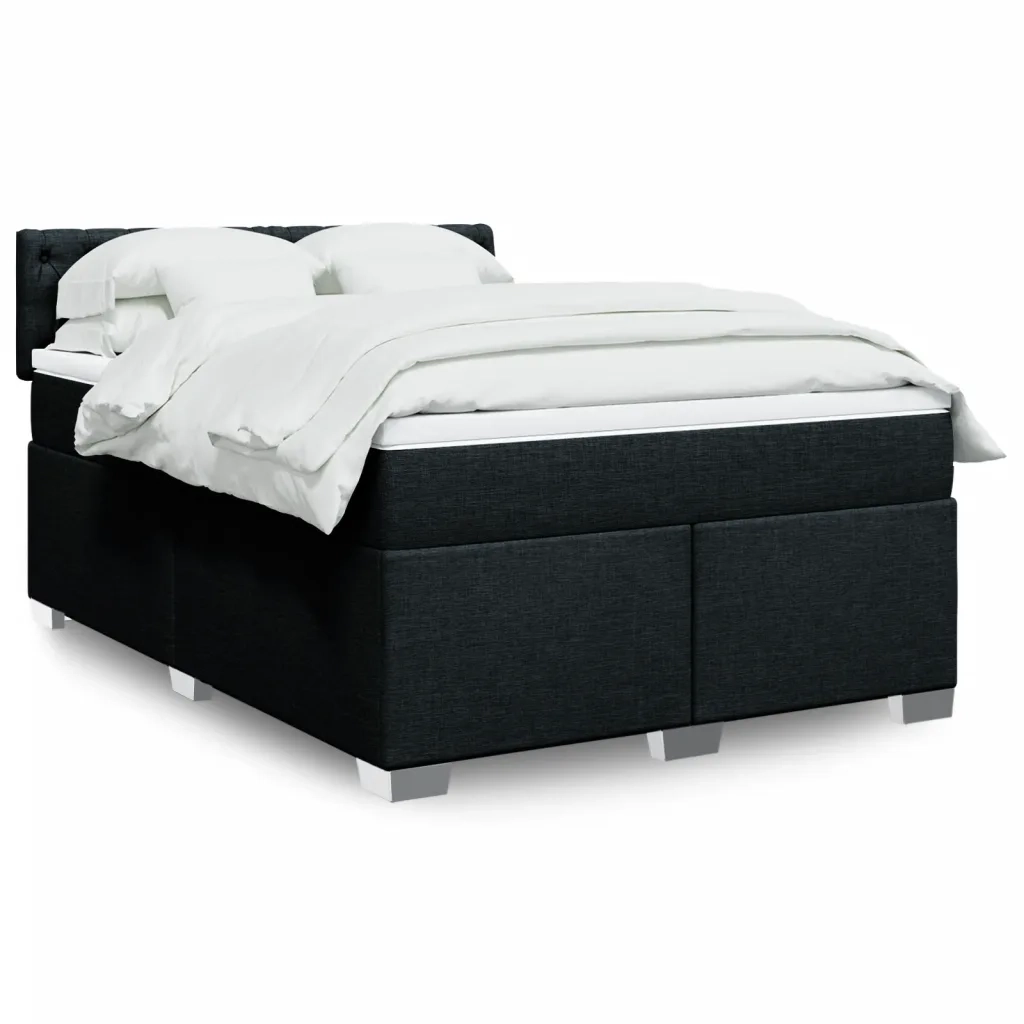 vidaXL Giroletto a Molle con Materasso Nero 140x190 cm in Tessuto