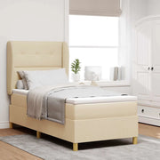 Letto a molle con materasso Crema 200 x 90 cm Tessuto 3340737