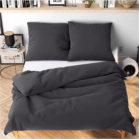 Set di coperte 200 x 220 cm, grigio antracite - morbido e non stirato - 1 x coperta e 2 x copertine 80 x 80 cm