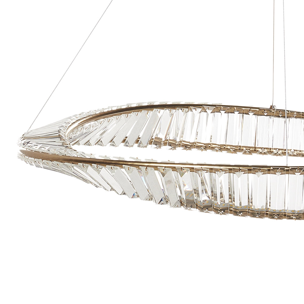 Lampadario Lampada a sospensione in ferro dorato con cristalli Illuminazione a LED Stile Glamour