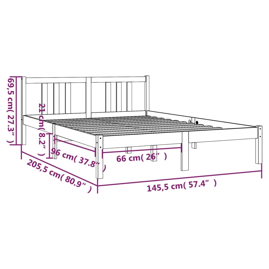 Giroletto-Struttura Letto Grigio in Legno Massello 140x200 cm 607009