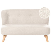 Divano per bambini beige imbottito in bouclé con braccioli, divano moderno per bambini