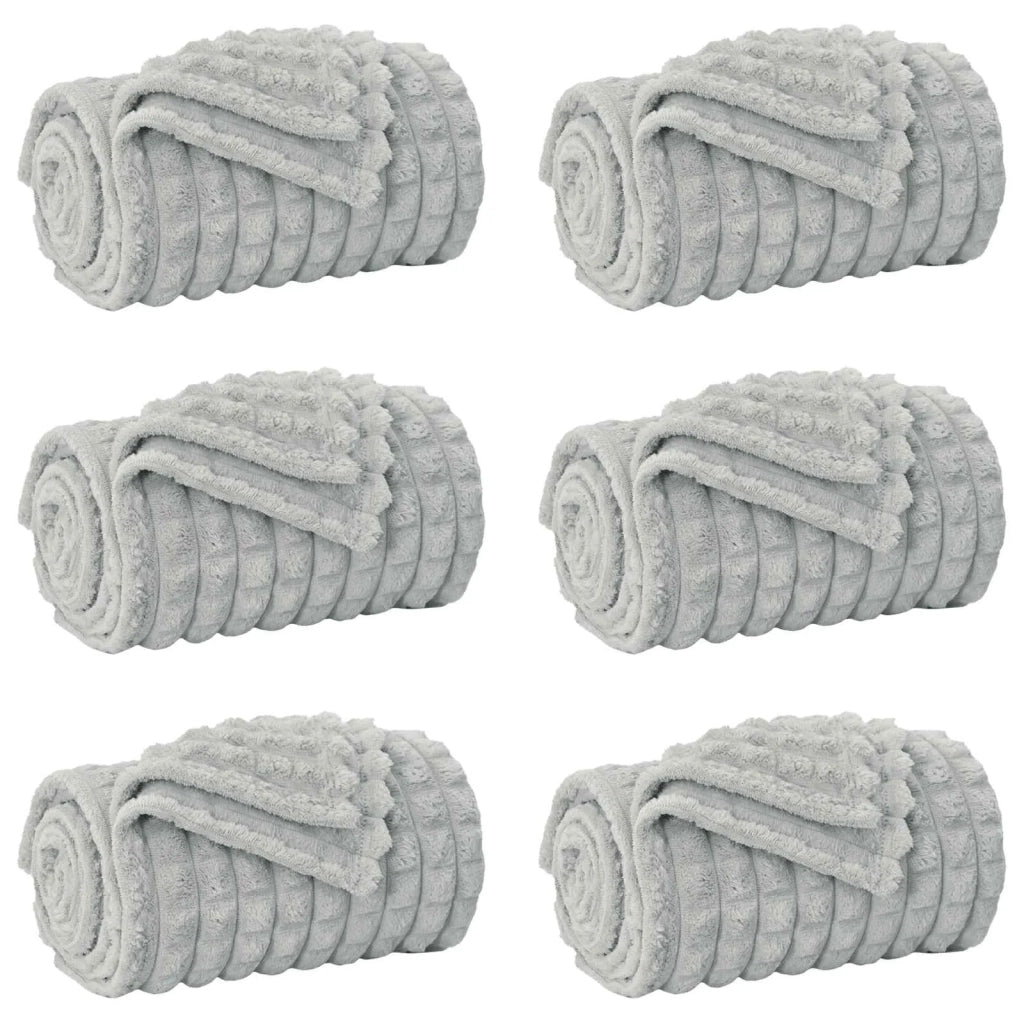 Coperte da Pile 6 pcs Grigio 150 x 130 cm Panno