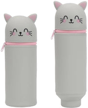Etui per ragazze, 2-in-1 etui kawaii gatti, etui in silicone morbido, etui per gatti, etui cartoon scuola per ragazze con chiusura a righello per attrezzature scolastiche per bambini