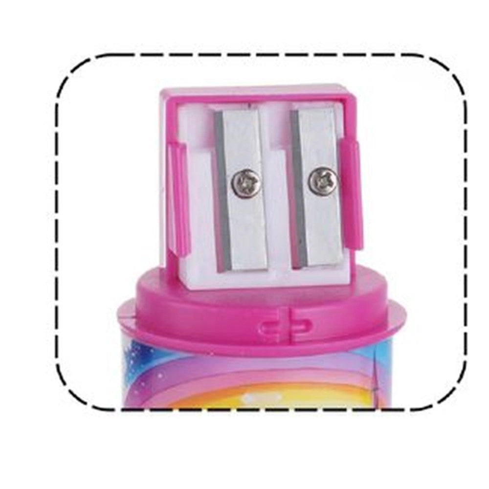 Trade Shop - Temperamatite Rotondo A 2 Fori Unicorno Con Serbatoio Per Scuola Casa Bambine 738004 -