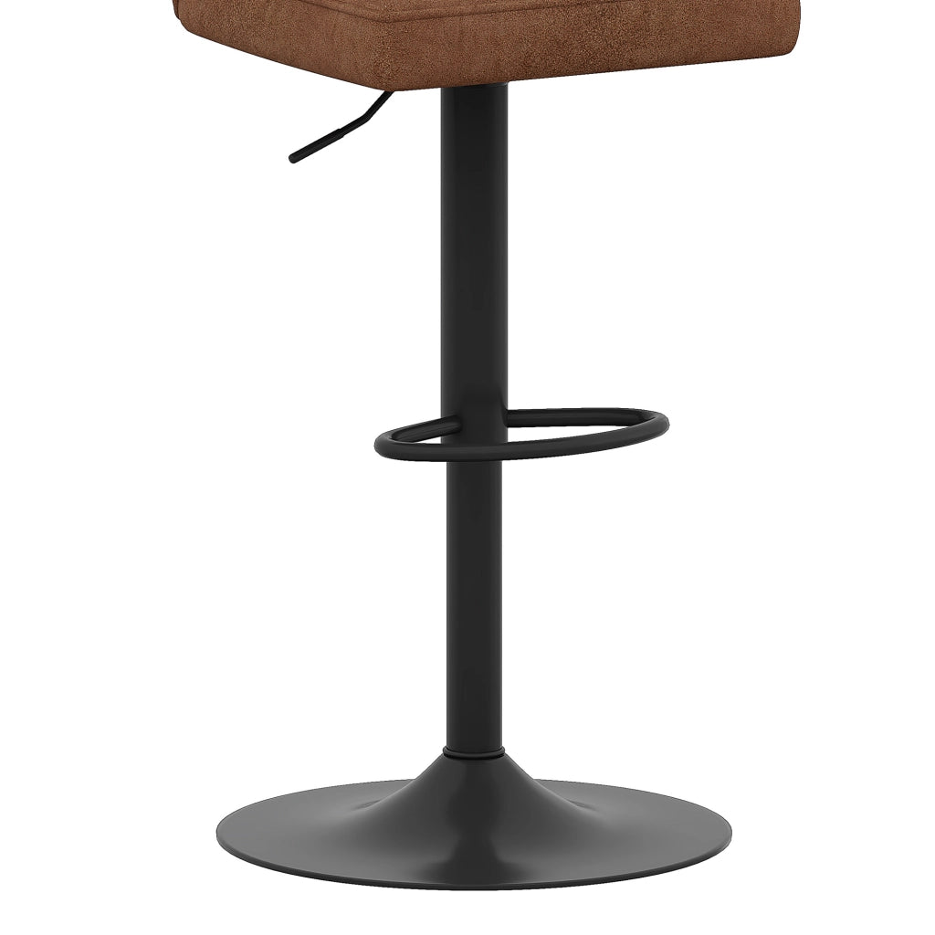 Sgabelli da Bar Set 2 Pezzi Girevoli ¨C Xylo ¨C Tessuto Marrone, Gambe in Metallo Nero