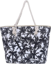 Borsa grande per il mare con palme - Borsa a tracolla con chiusura a zip - Cotonato