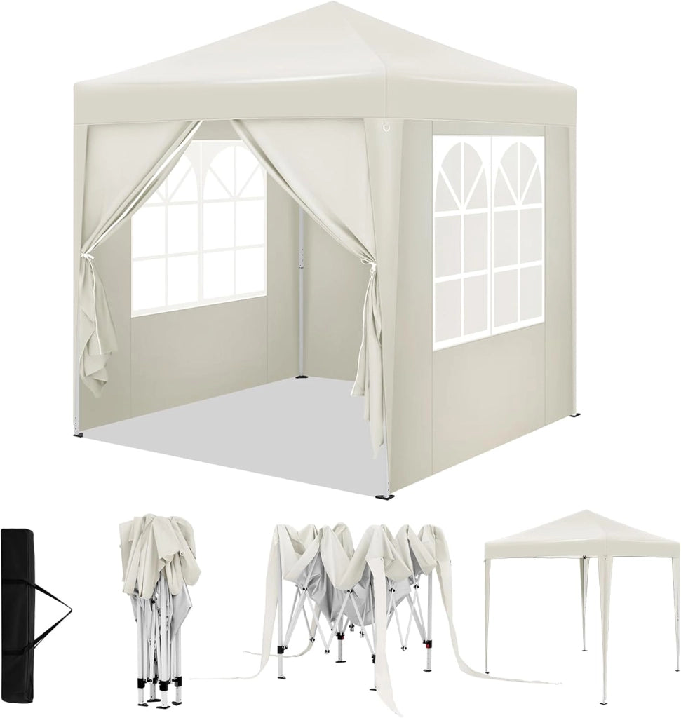 Gazebo Pieghevole da Giardino, Gazebo Impermeabile Pop Up da 2x2m con Pannelli Laterali, Tendone Esterno, Altezza Regolabile, Protezione UV, con Custodia, Blu
