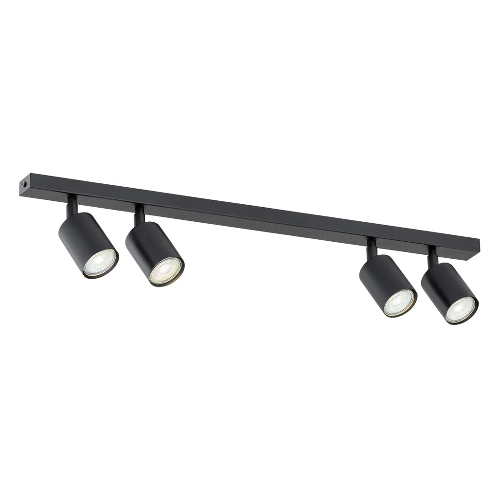 Plafoniera Moderna 4 Luci Faretti Khnum In Acciaio Nero