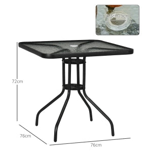 Tavolo da Giardino Pieghevole con Foro Ombrellone ¨C MINIMAL ¨C Metallo Nero 76x76 cm