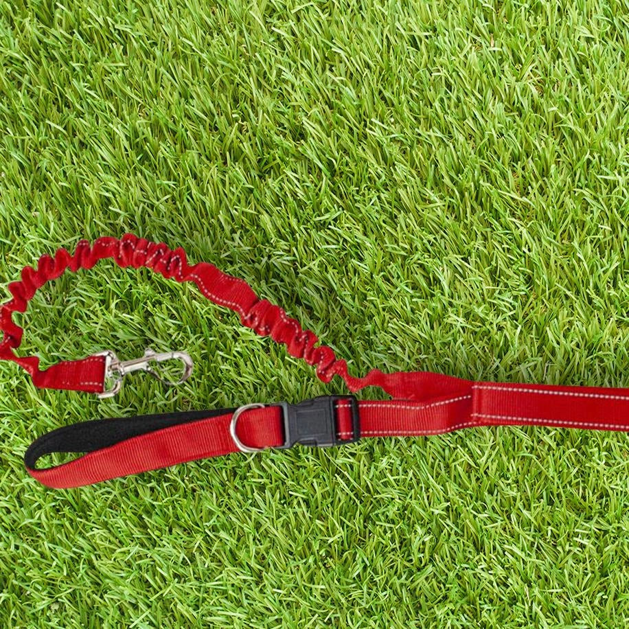 GUINZAGLIO ANTISCHOCK SEMIELASTICO DA JOGGING LUNGO CON CINTA REGOLABILE 2.1 M