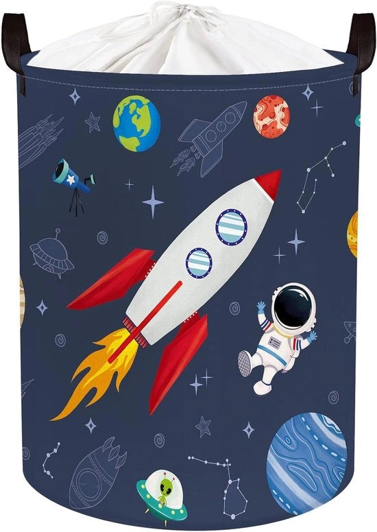 Scatola di stoccaggio blu per bambini con coperchio, grande capienza per vestiti e giocattoli, 63L, misura 40 x 50 cm