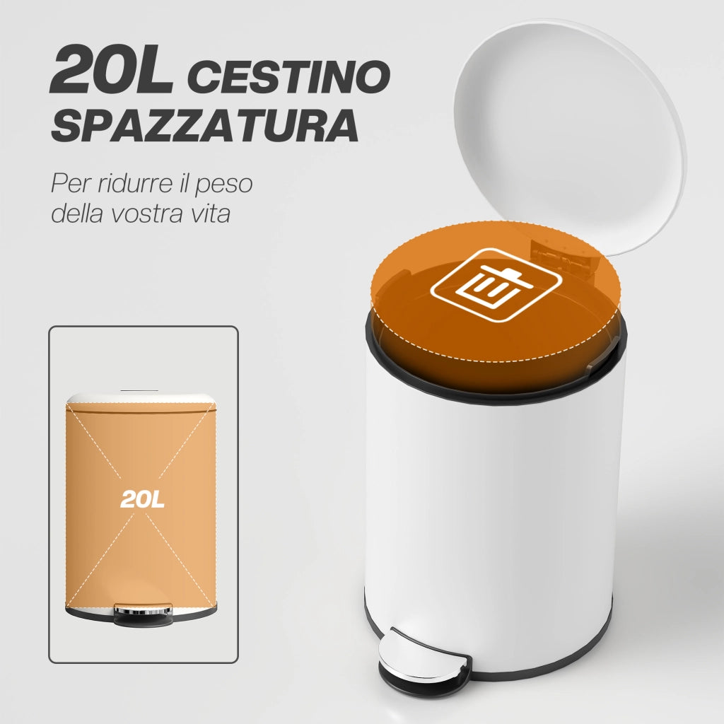 Bidone Immondizia a Pedale ¨C zephmum ¨C Crema, Metallo e PP, 36x30x44.5 cm