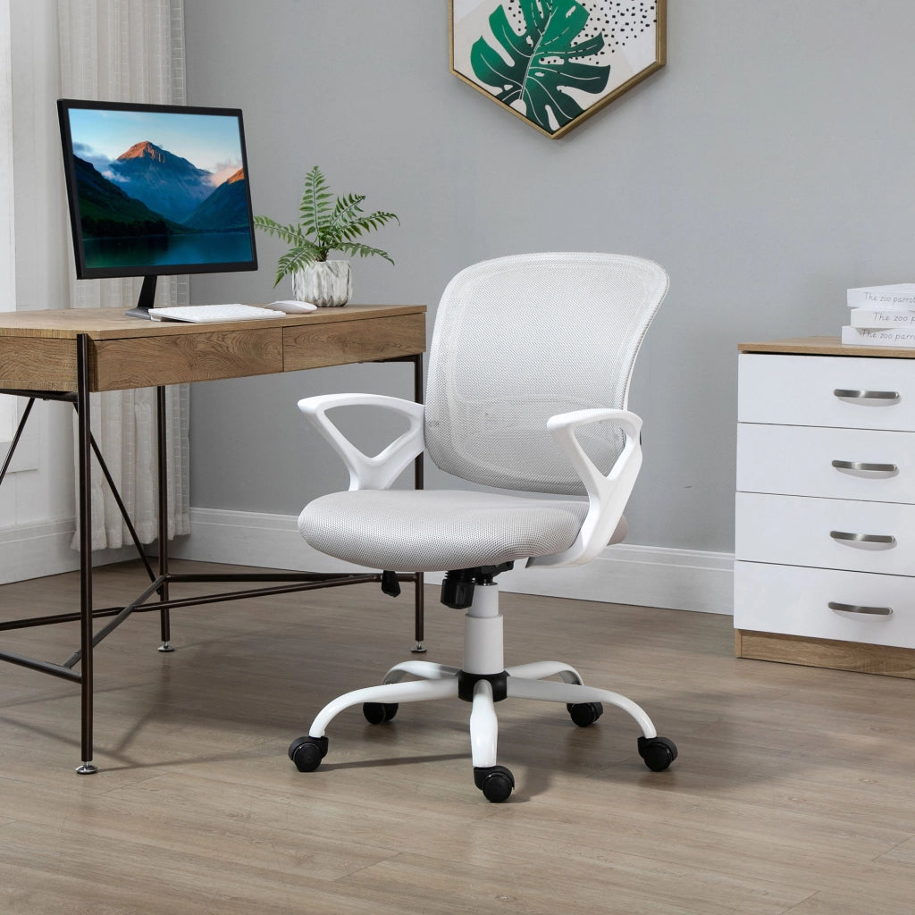 Sedia da Ufficio Girevole in Tessuto e Rete Grigio ¨C Zephmum ¨C Grigio