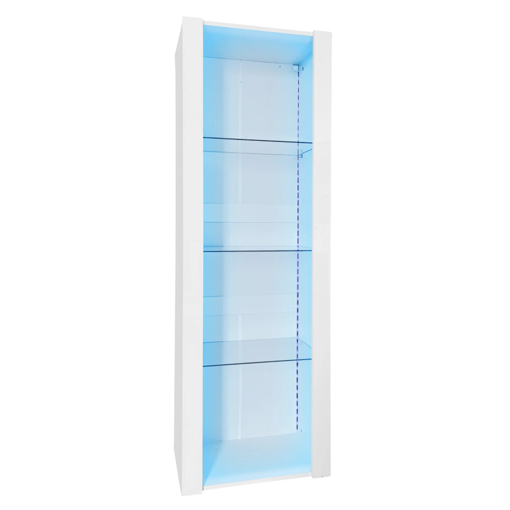 Vetrina alta bianca lucida con LED controllato tramite app; 55x38x166 cm