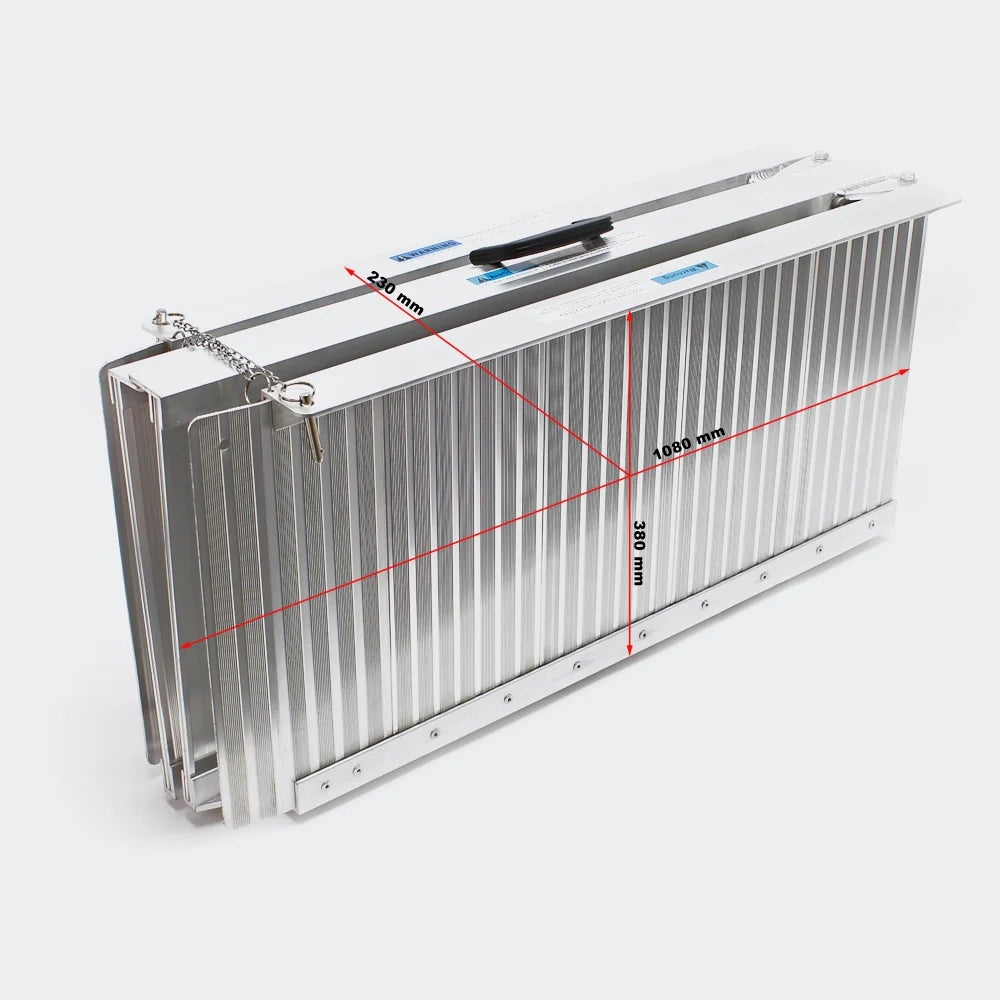 Rampa pieghevole doppia per sedia a rotelle in alluminio 213,5 x 72 cm portata massima 270 kg grigia 3416010