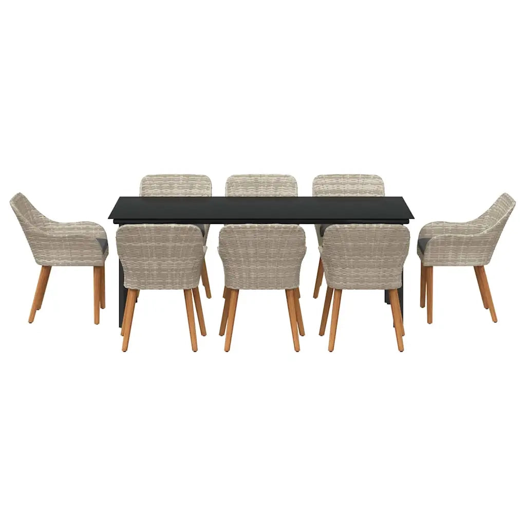 vidaXL Set da pranzo 9 pcs Grigio chiaro Poly Rattan