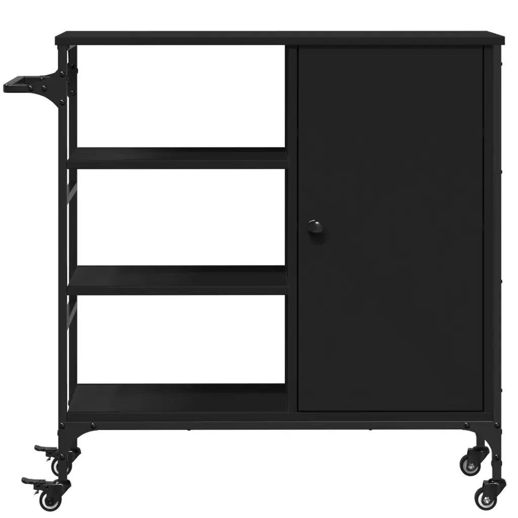 Carrello da Cucina-Scaffale per Cucina Nero 87,5x38,5x84,5 cm in Legno Multistrato