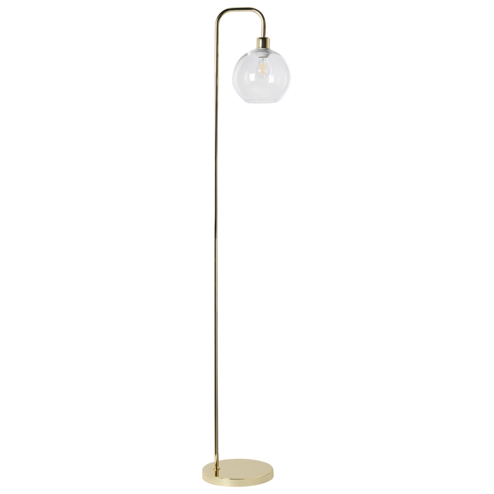 Lampada da terra con base in metallo dorato e paralume in vetro in stile moderno per soggiorno e camera da letto
