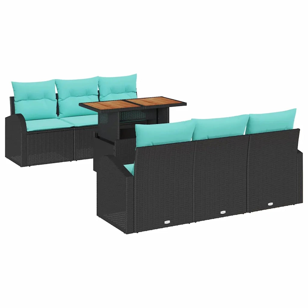 Set Divano da Giardino con archiviazione 7 pcs Nero Poly Rattan 3358272