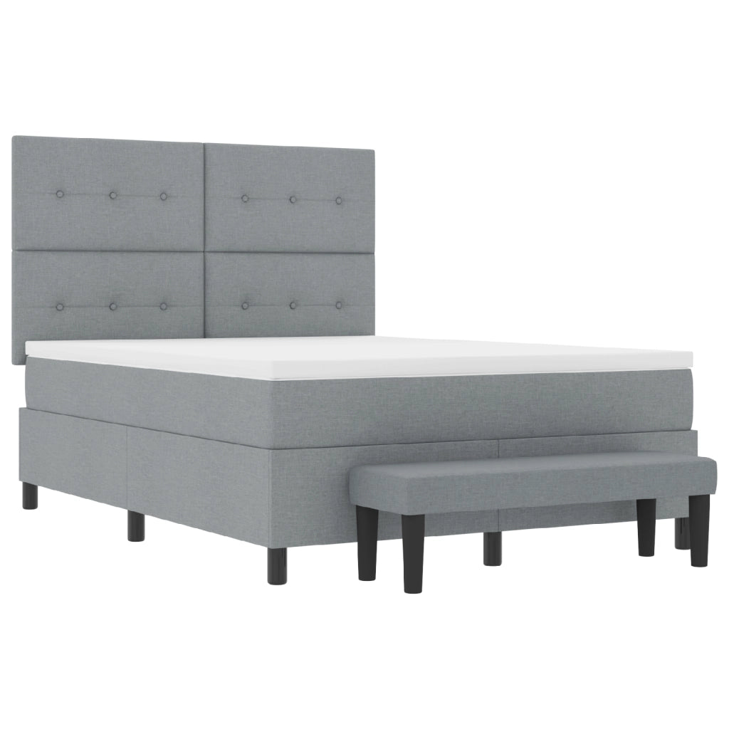 Letto con Rete a Molle e Panchina Grigio Chiaro 140x190 cm Tessuto