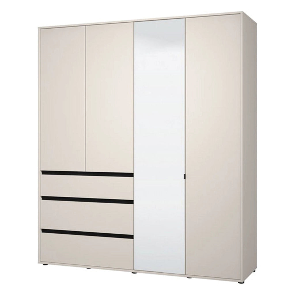 Armadio Camera da Letto Rifreddoo, Guardaroba Grande 4 Ripiani, 183x211h cm Bianco Crema