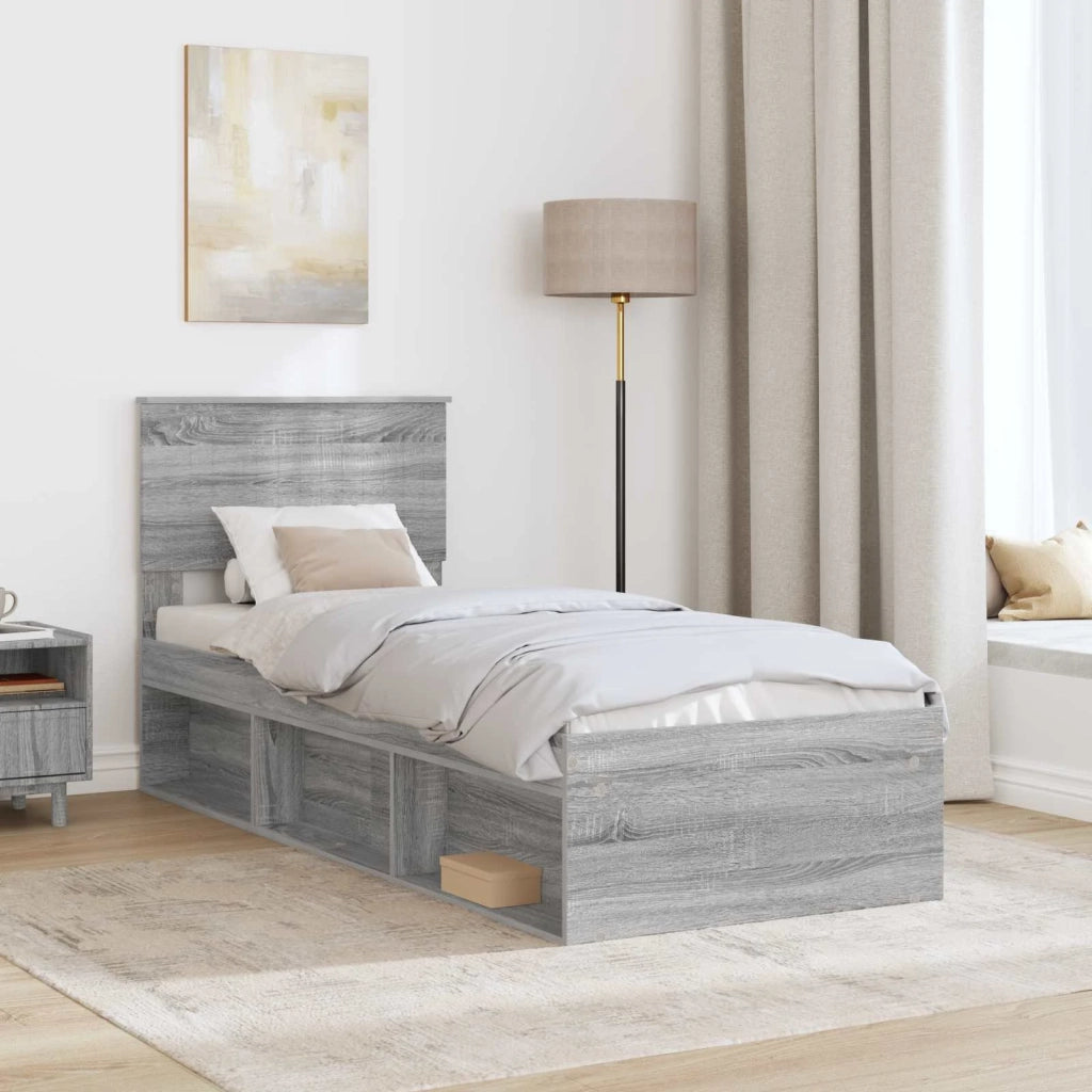 Struttura del letto Grigio Sonoma 75 x 190 cm Pino massello