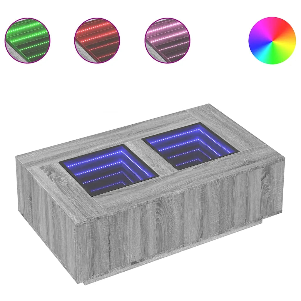 Tavolino da Salotto con LED Infinity-Tavolino da soggiorno Rovere Sonoma 116x69x40 cm 395882