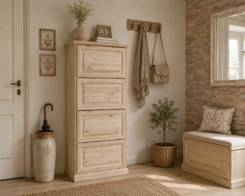 Scarpiera classica in legno 4  ribalte grezzo l.80 p.30 h.170 (1220) - Mobili 2G