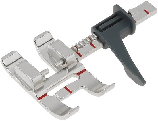Piede di macchina per cucito con guida variabile - Compatibile con IDT Pfaff - Pezzo di ricambio - Metallo/Plastica - Lunghezza 46 mm - Larghezza 31 mm - Piede di macchina per cucito