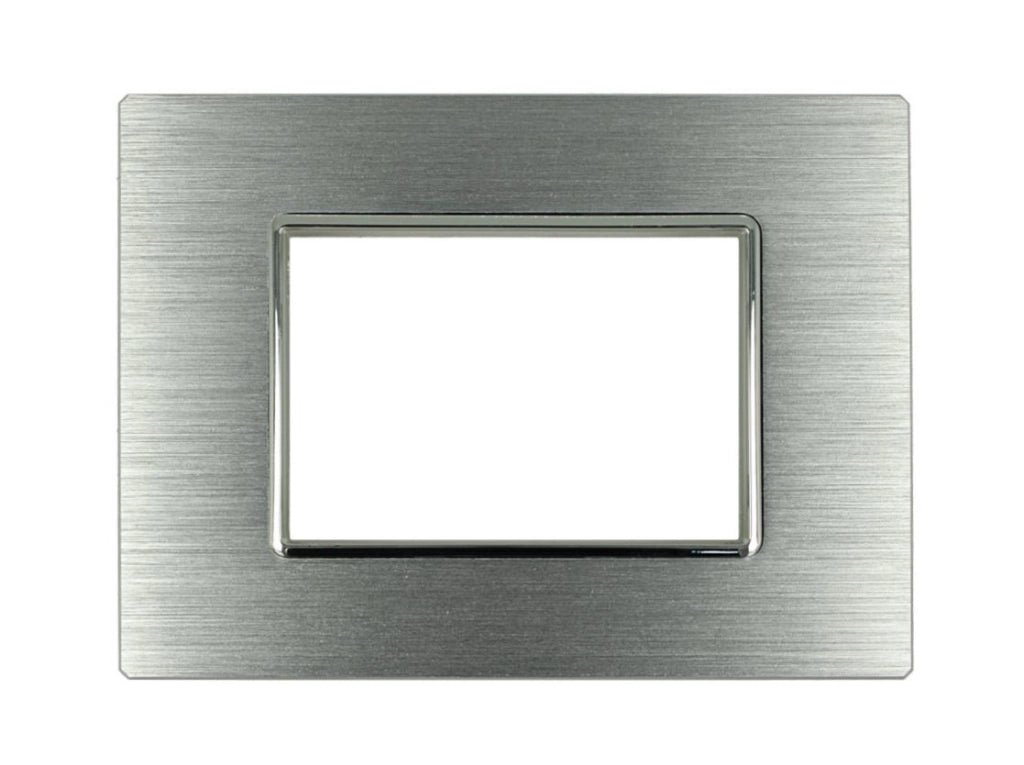 Placca Luxury 503 3M In Metallo Satinato Colore Argento Compatibile Con Bticino Axolute