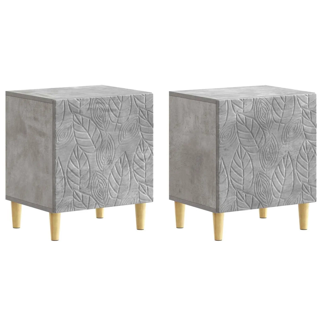 Set di 2 Comodini | Armadio da Notte | Mobiletto da notte Grigio Cemento 43 x 34,5 x 50 cm