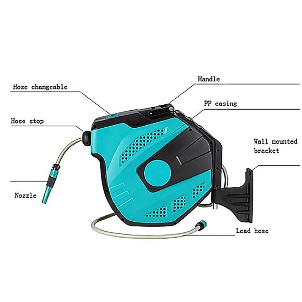 Trade Shop - Avvolgitubo Acqua Con Avvolgitore Avvolgi Tubo Automatico 15 Mt 15 Metri -