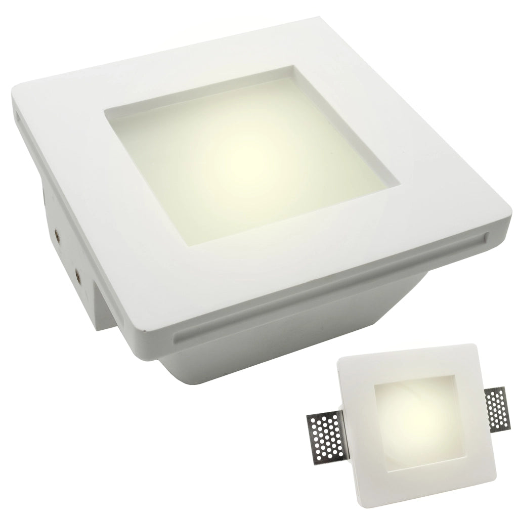 Portafaretto Downlight Gesso Integrazione Cartongesso Quadrato per Lampadina LED GU10 / GU5.3 Foro 120x120 mm