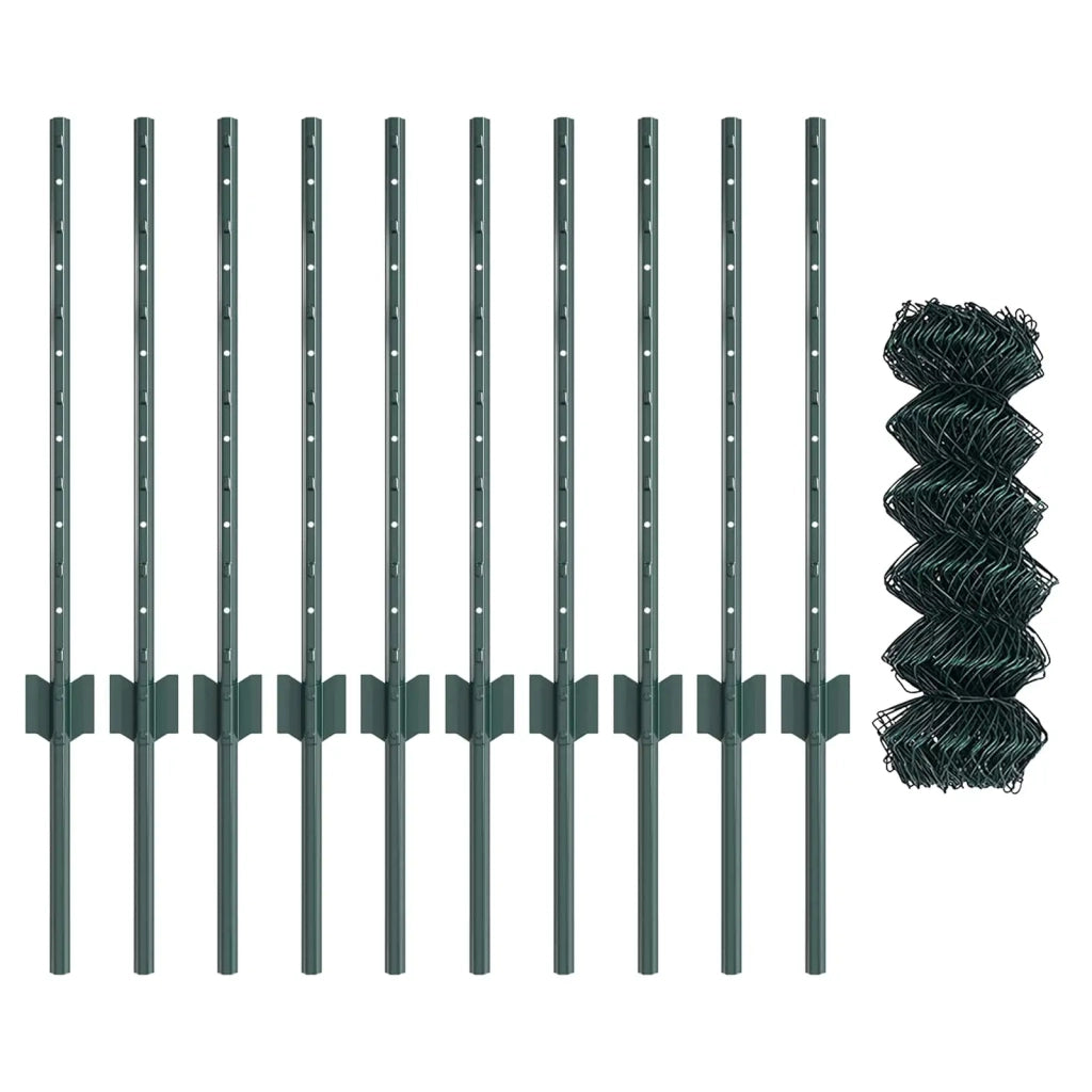 Recinzione a maglie con palo 10 x 0,6 m Verde Rete 3336238