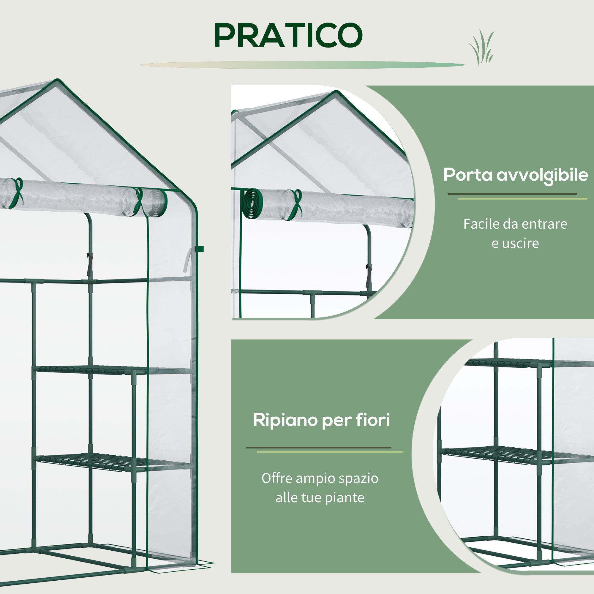 Serra da Giardino 142x73x195 cm Impermeabile e Anti UV Verde