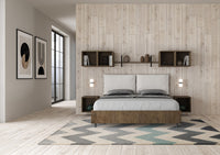 Letto Matrimoniale 160x200 cm con Rete e Contenitore Alzata Comoda Struttura Noce con Cuscini in Similpelle Egos Antea