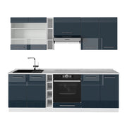 Mobile da cucina Fame-Line Blu scuro lucido/Bianco 235 cm, PL Marmo Vicco