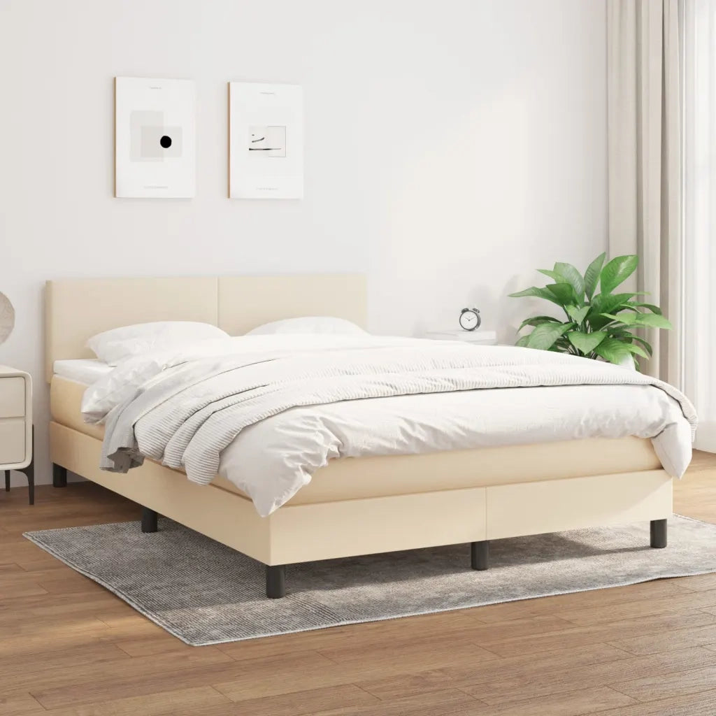 Giroletto a Molle con Materasso Crema 140x19 cm in Tessuto 3139894