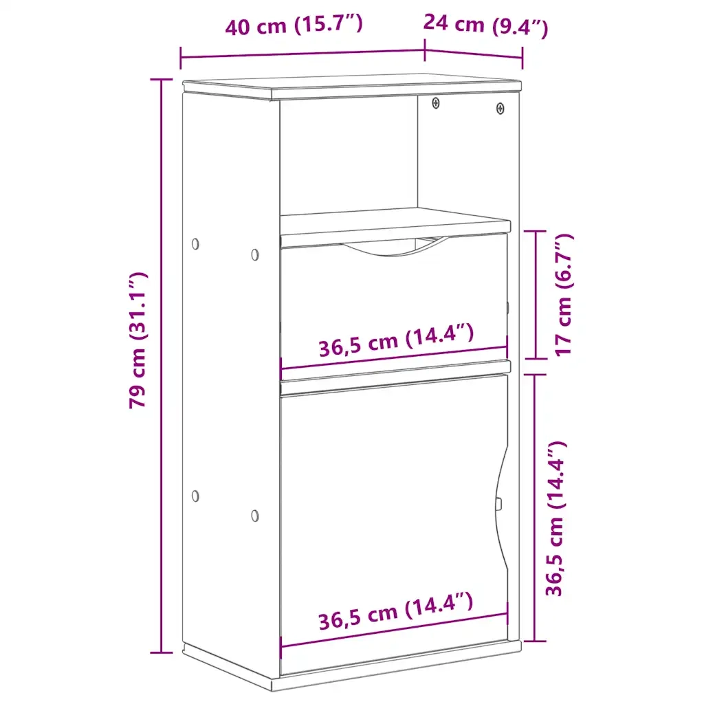 Armadietto Laterale con Cassetto ODDA Bianco 40x24x79 cm 4103600