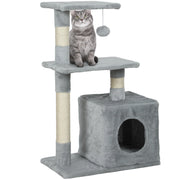Tiragraffi per Gatti con Piattaforme e Cuccia ¨C Xylo ¨C Grigio 50x30x81,5cm