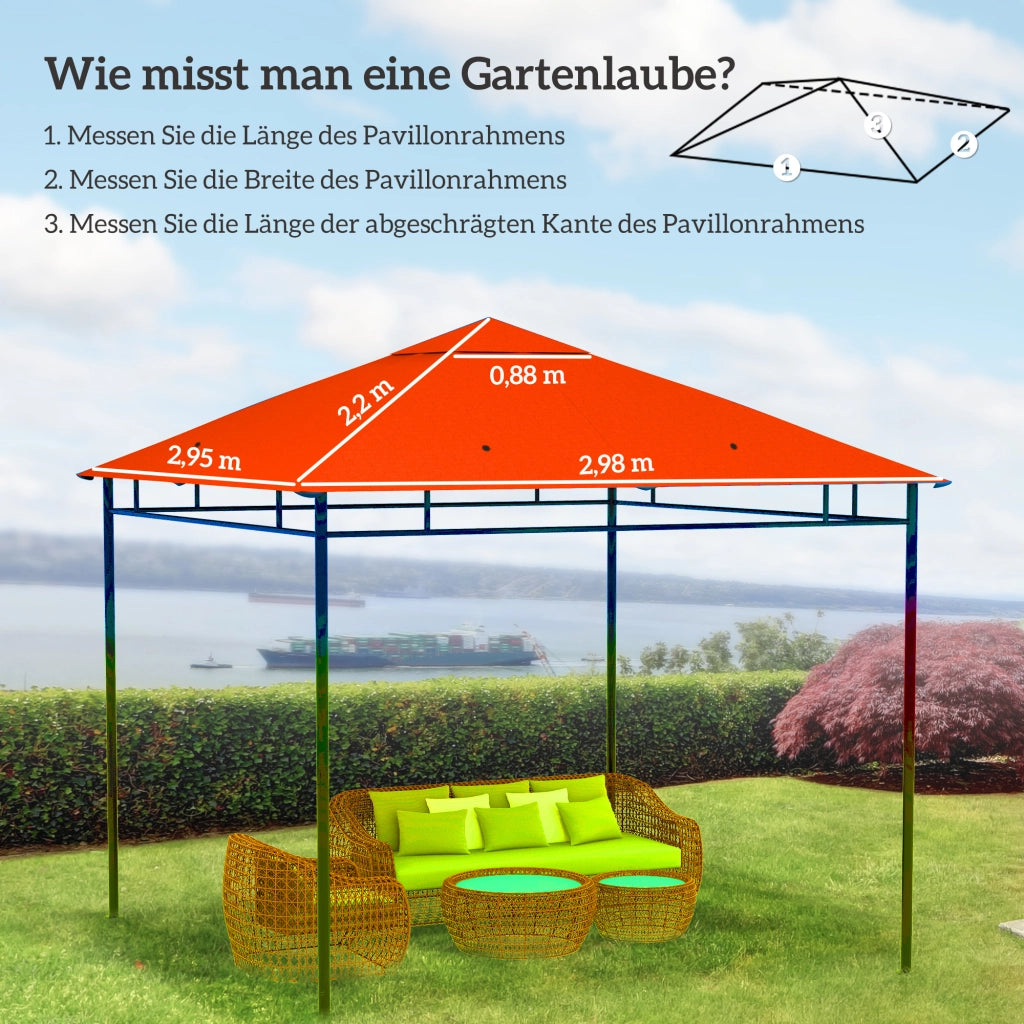 Tetto sostitutivo per gazebo da giardino ¨C zephmum ¨C Poliestere, 298x295 cm, arancione