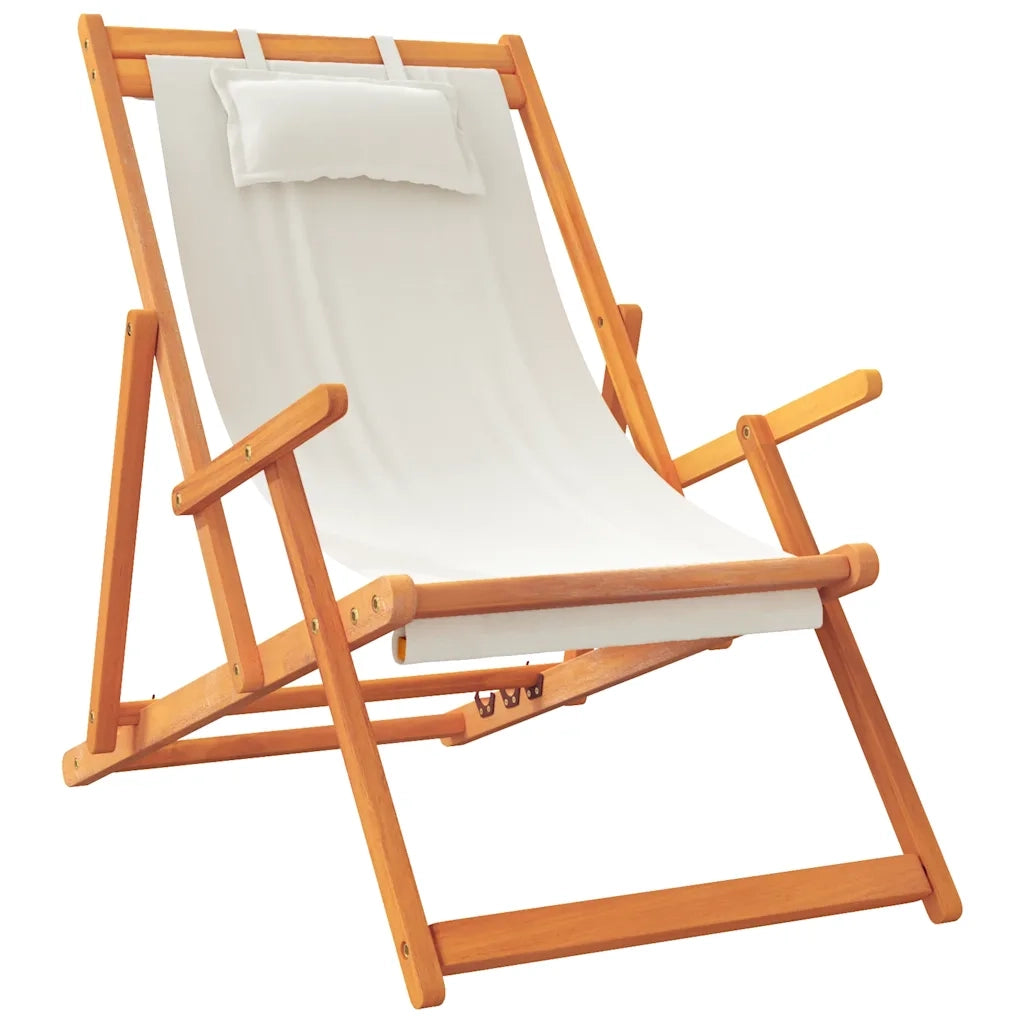Sedie da Spiaggia Pieghevoli 2 pz Crema in Tessuto 3214484
